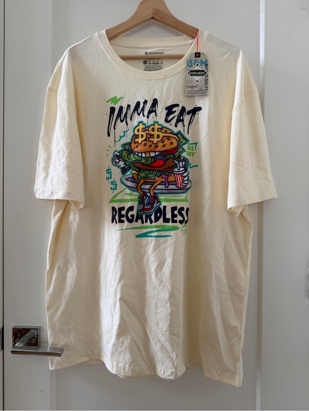 Bleecker & Mercer "Imma Eat Regardless" cartoon hamburger t-shirt Size 3XL NWT